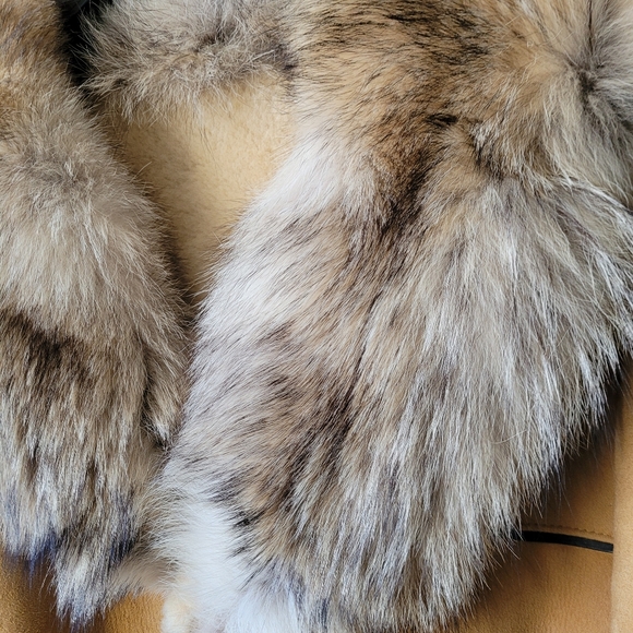 Vintage Leather Attic Shearling Coat Fox Fur Collar tan medium Penny Lane - Picture 9 of 15